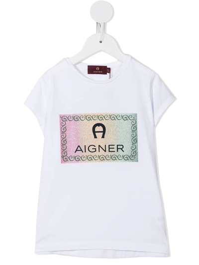 Aigner Kids' Logo Cotton T-shirt In White