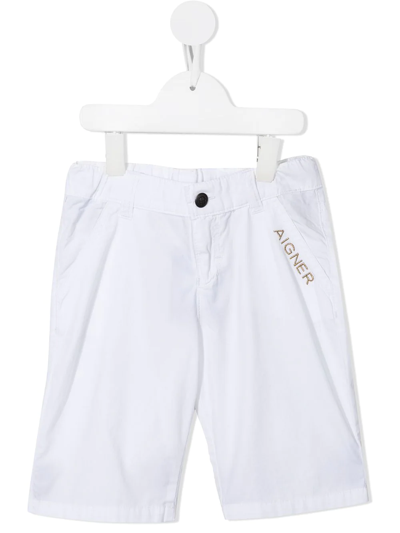 Aigner Kids' Logo-embroidered Cotton Shorts In White