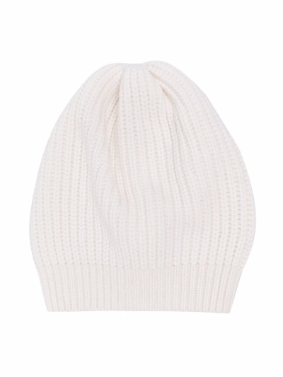 Brunello Cucinelli Kids' Ribbed-knit Cashmere Beanie In White