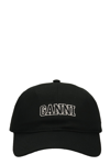 GANNI HATS IN BLACK COTTON,A3430252