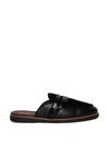HUMAN RECREATIONAL SERVICES LEATHER PALAZZO MULE SLIPPER BLACK