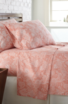 Southshore Fine Linens Perfect Paisley Printed Sheet Set In White W/ Coral Haze Paisley