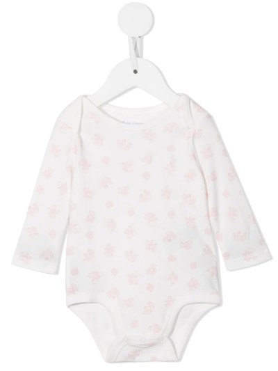 Ralph Lauren Babies' Logo刺绣长袖连体衣 In White