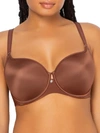Curvy Couture Tulip Smooth Convertible Underwire Push-up Bra In Chocolate