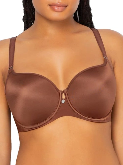 Curvy Couture Tulip Smooth Convertible Underwire Push-up Bra In Chocolate