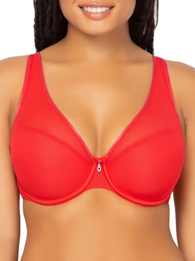 Curvy Couture Sheer Mesh T-shirt Bra In Diva Red