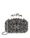 ALEXANDER MCQUEEN FOUR RING EMBELLISHED BOX CLUTCH
