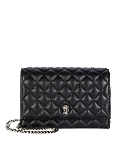 Alexander Mcqueen Small Skull Quilted Leather Crossbody Bag In Black