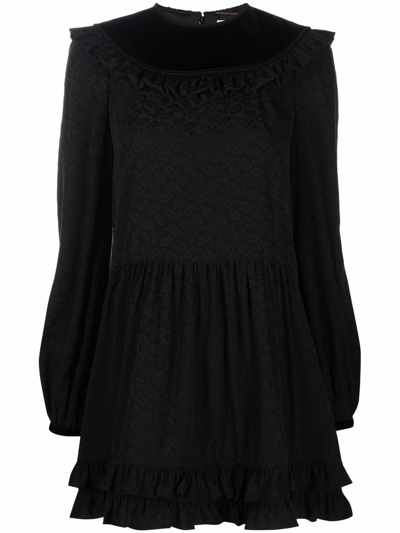 Saint Laurent Jacquard-kleid Mit Paisleymuster In Black