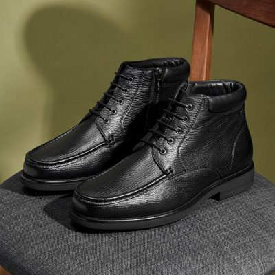 S.t.dupont 男士 系带海狮纹柔软羊皮革商务鞋侧拉链保暖(加绒)耐磨男靴 In Black | ModeSens