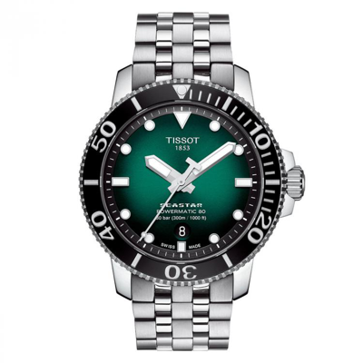 Tissot 【新品】天梭海星潜水机械男表绿色表盘钢带手表 In Gray