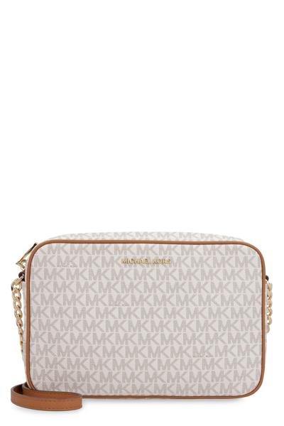 Michael Michael Kors Jet Set Leather Crossbody Bag In Panna