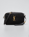 Saint Laurent Lou Medium Ysl Monogram Raffia Camera Bag In Black