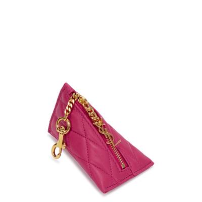 Saint Laurent Black Quilted Leather Keyring In Fuchsia
