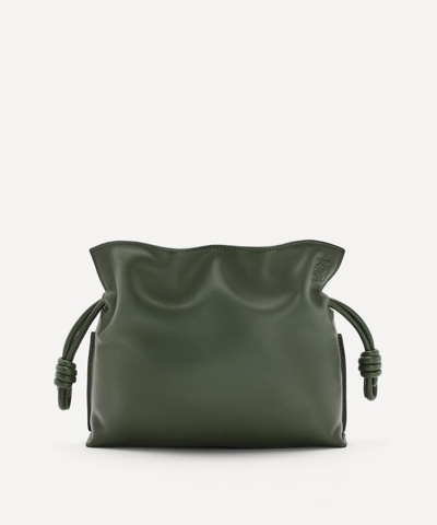 Loewe Mini Flamenco Leather Clutch Bag In Vintage Khaki