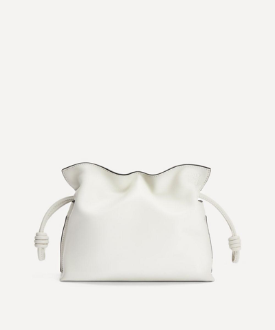 Loewe Mini Flamenco Leather Clutch Bag In Soft White