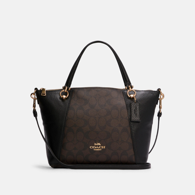 Coach Kacey Satchel In Signature Canvas In Brown/black