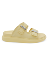 Alexander Mcqueen Women's Rubber Double-strap Slides In Pale Yellow Silver