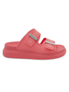 Alexander Mcqueen Rubber Double-strap Slides In Coral Silver