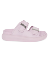 Alexander Mcqueen Rubber Double-strap Slides In Lilac Silver