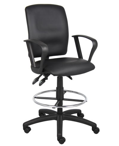 Boss Office Products Multifunctional Drafting Stool With Arms In Black