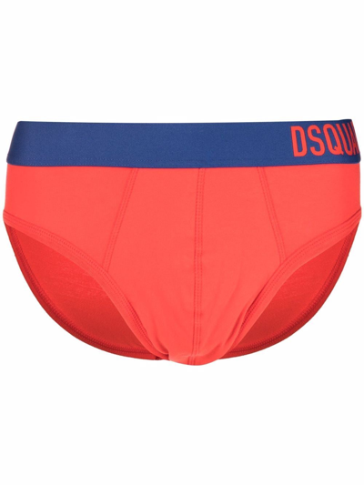 Dsquared2 Logo-waistband Briefs In Red