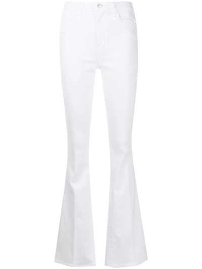 L Agence Marty Ultra High Rise Flare Jeans In White