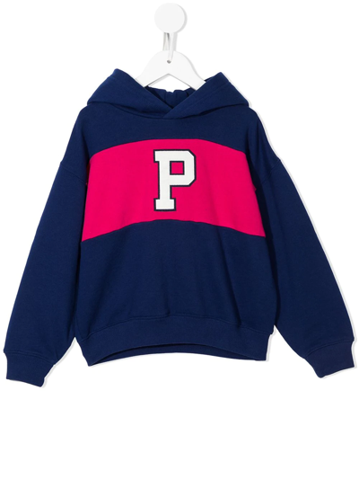 Ralph Lauren Kids' Logo-print Colour-block Hoodie In Blue