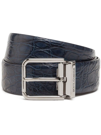 Dolce & Gabbana Logo-engraved Buckle Belt In Blue
