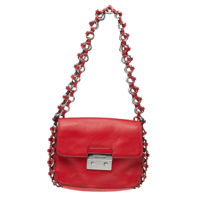 Pre-owned Michael Kors Red Leather Piper Flap Shoulder Bag