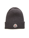 MONCLER MONCLER LOGO PATCH KNITTED BEANIE