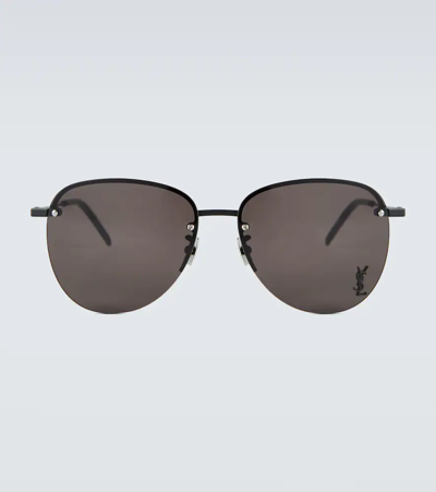 Saint Laurent 圆框太阳眼镜 In Black-black-black