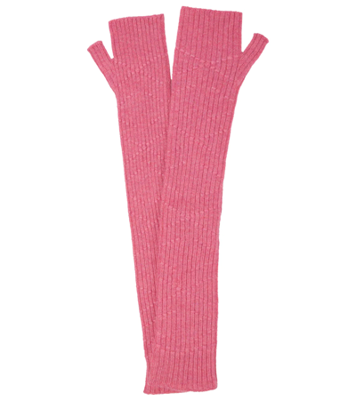 Barrie Cross Ribs羊绒手套 In Pink