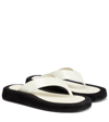The Row Ginza Two-tone Leather And Suede Platform Flip Flops In Natural - Black