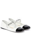 Miu Miu Ballerines En Cuir Vernis In Bianco+nero