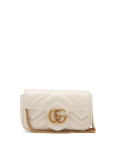 Gucci Super Mini Gg Marmont Leather Bag In White