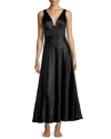 Christine Lingerie Bijoux Lace-inset Silk Gown In Black