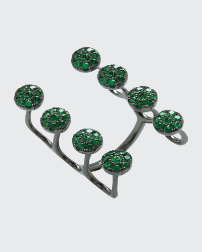 Stéfère 18k White Gold Rhodium Finish Green Ring From The Aurore Collection