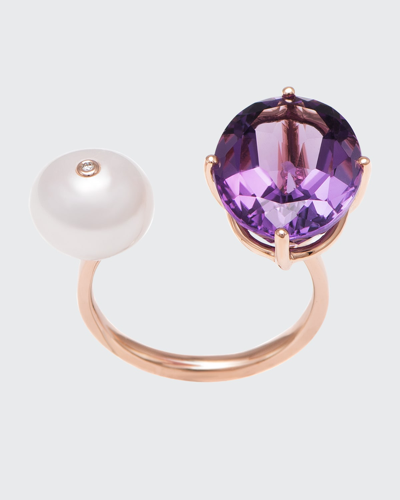 Stéfère 18k Rose Gold Purple Ring From Terry Collection In Purple, White