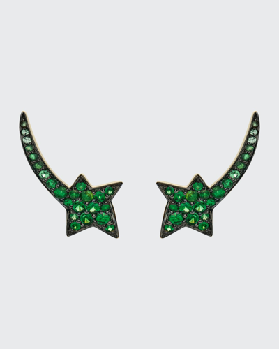 Stéfère 18k Yellow Gold Green Earrings From Stars Collection
