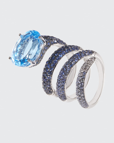Stéfère Convertible Blue Ring In 18k White Gold