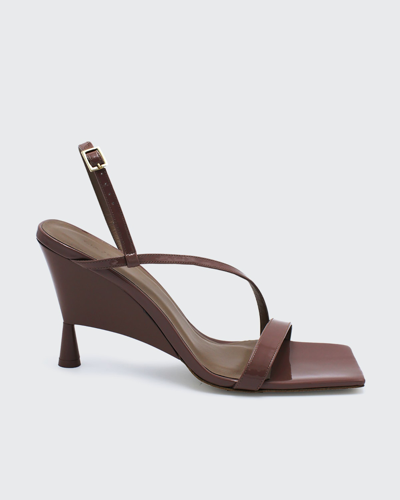 Gia/rhw Rosie Patent Wedge Slingback Sandals In Rose Brown
