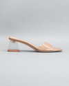 Gianvito Rossi Vernice Block-heel Mules In Praline