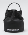Balenciaga Black Small Drawstring Wheel Bag In Light Green