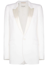 Saint Laurent White Tuxedo Jacket In Grain De Poudre In Neutrals