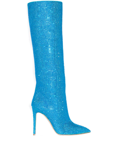 Paris Texas Holly 105 Crystal Embellished Knee-high Boots In Blue