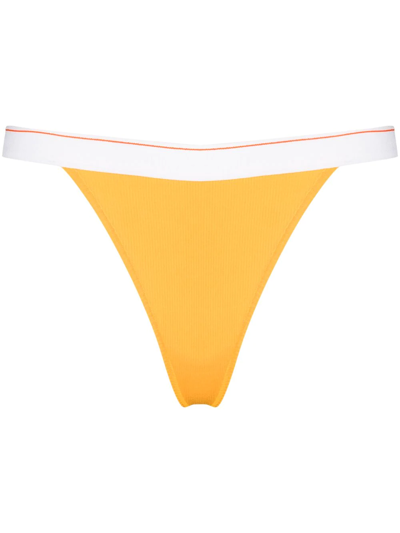 Heron Preston For Calvin Klein Logo-waistband High-rise Thong In Yellow