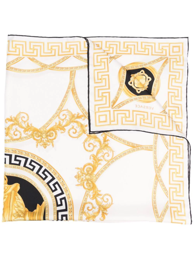 Versace Baroque-print Silk Scarf In White