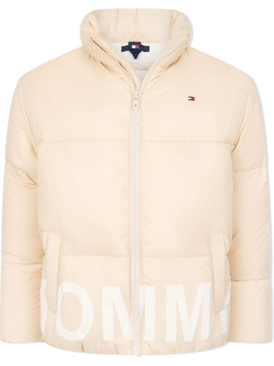 Tommy Hilfiger Junior Teen Padded High-neck Jacket In Neutrals