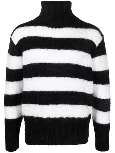 Fendi Stripe Turtleneck Mohair Blend Sweater In Multicolor